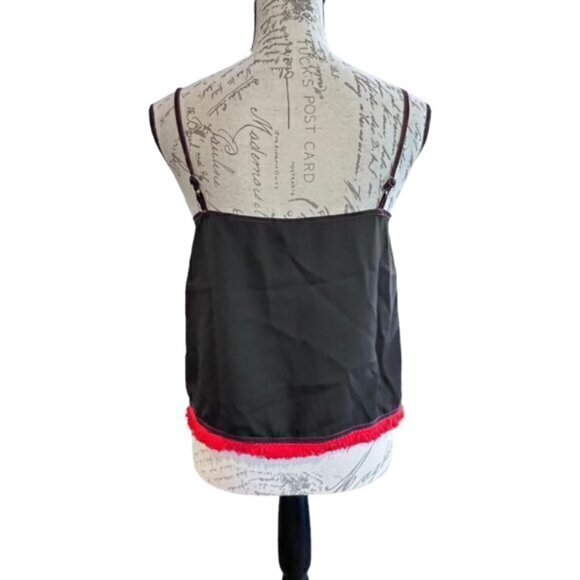 ASOS Fringed Western Tank Top Womens Black Red Embroidered Rockabilly Size 0 - Picture 3 of 11